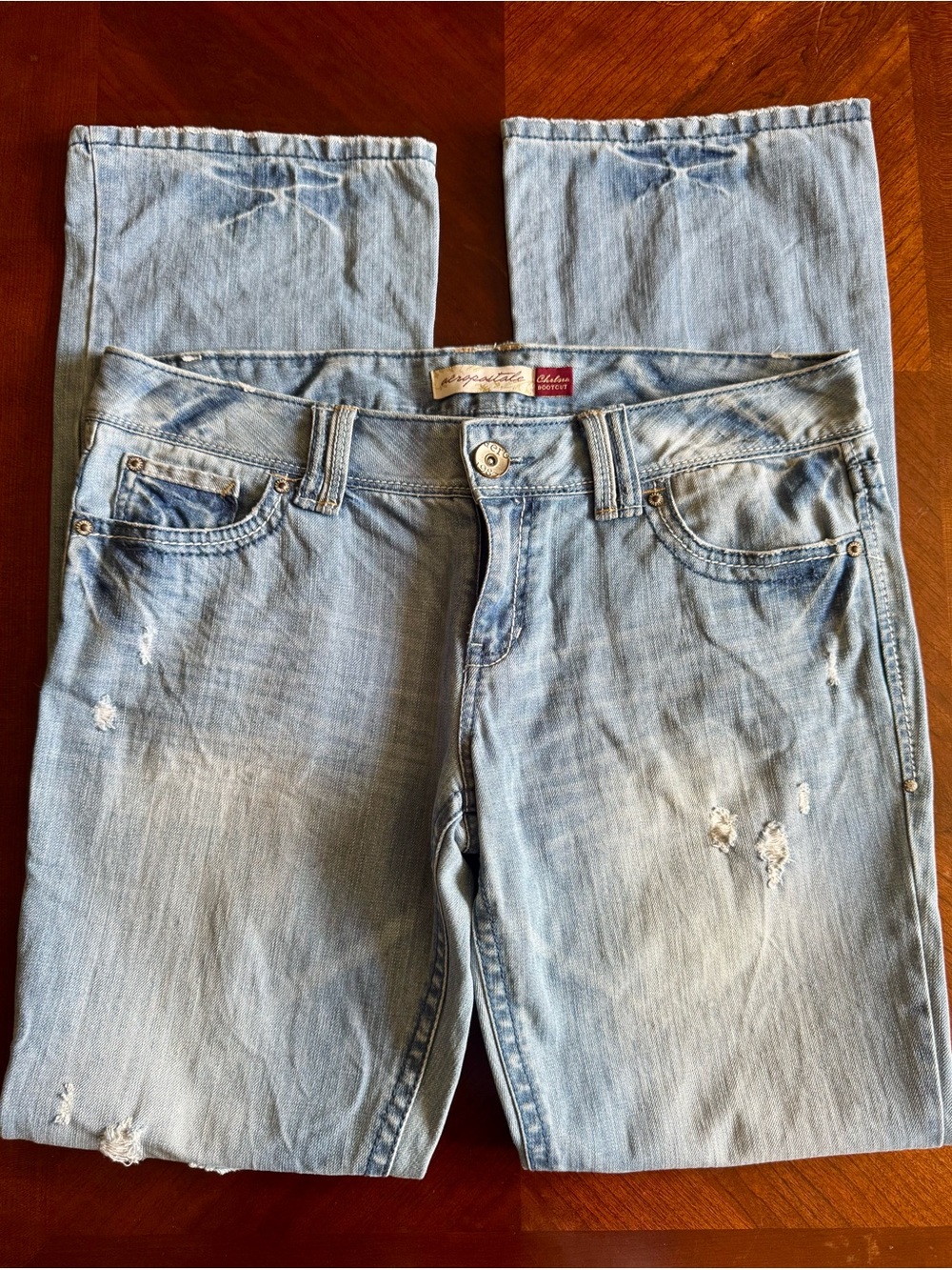 VTG Aeropostale Chelsea Bootcut Jeans Distressed 100% Cotton 13/14 Long Y2K